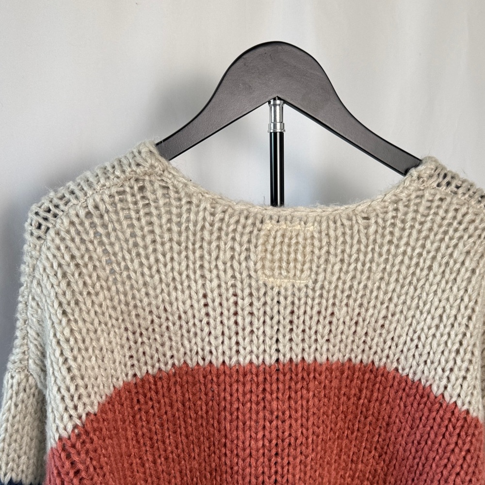 Rip Curl Cream Crewneck Sweater with Pink, Tan, Yellow & Navy Stripes - Picture 11 of 11